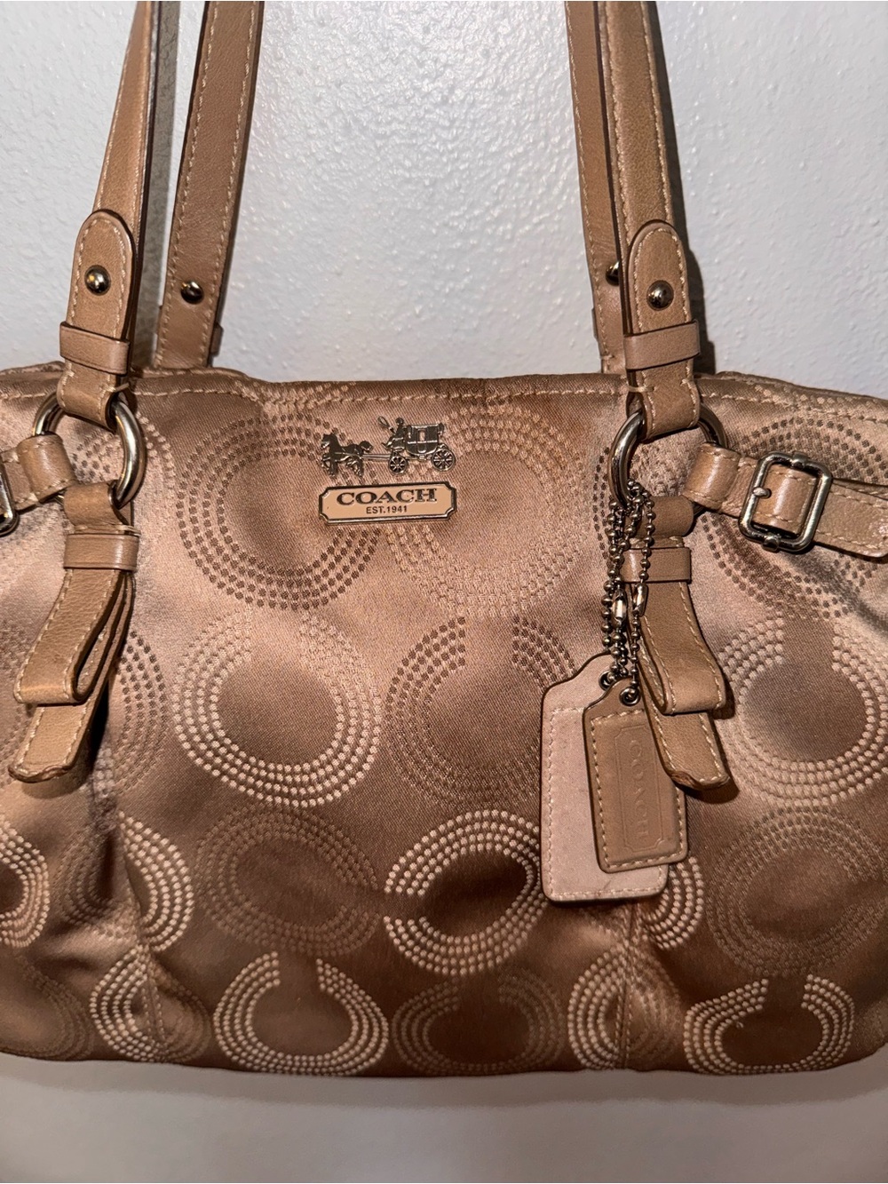Coach Metallic Bronze Signature Circle Shoulder Bag